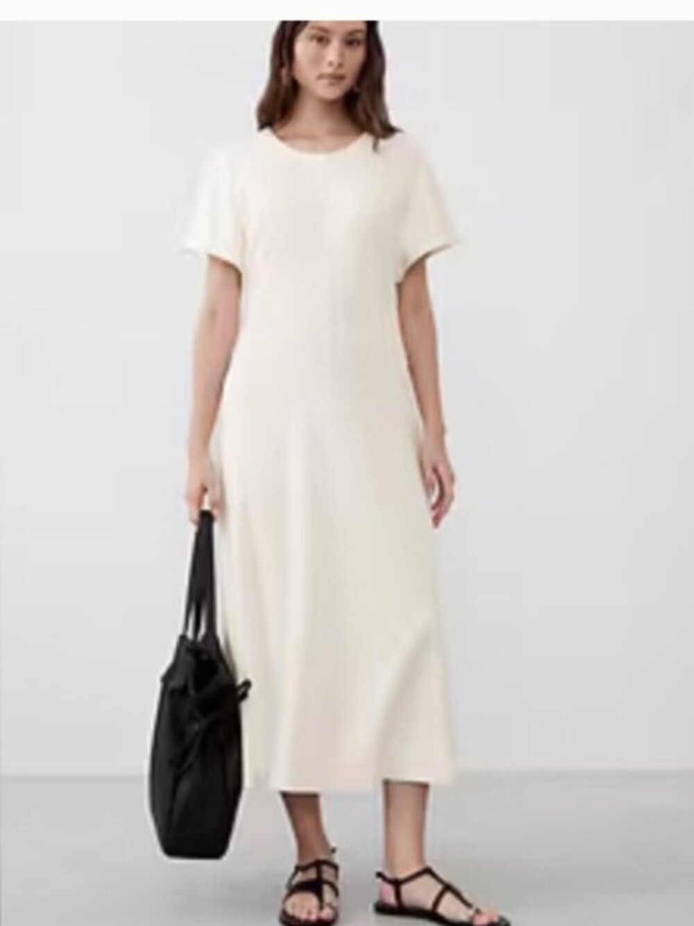 Banana Republic Cream Midi T-Shirt Dress